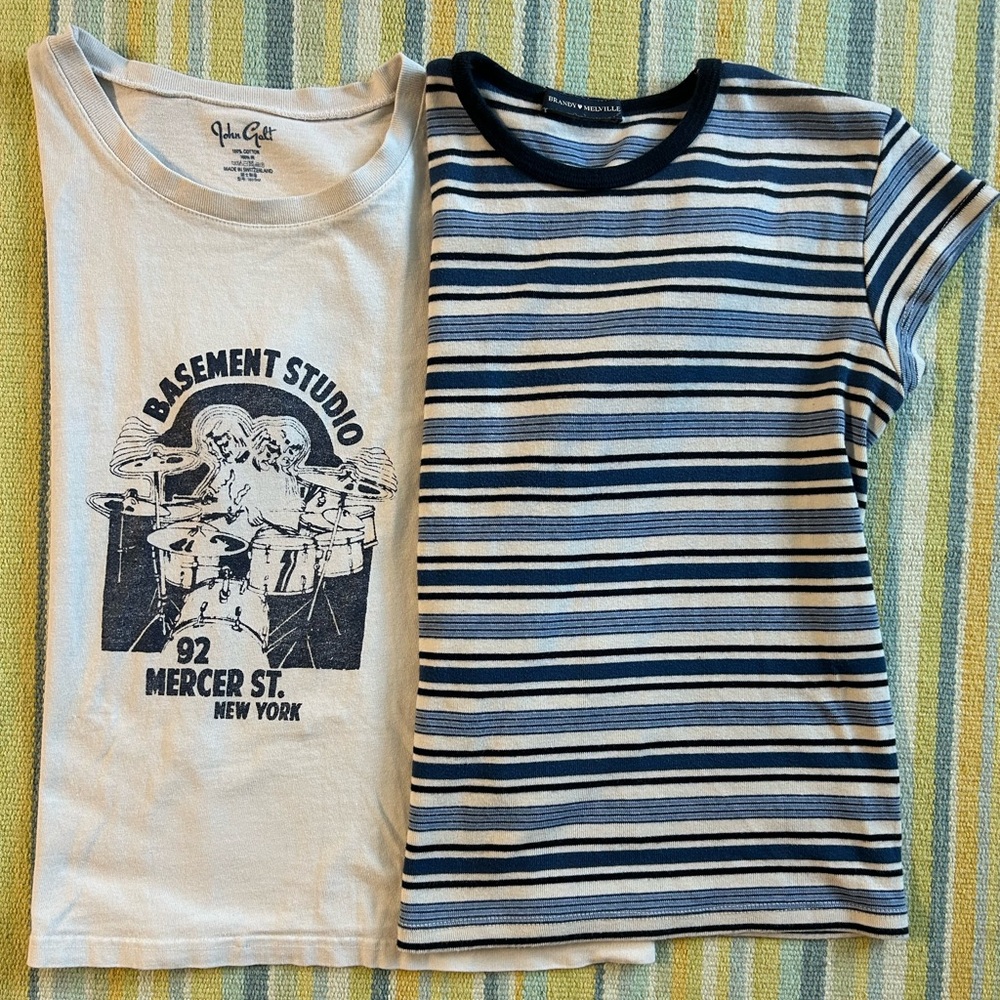 2-PACK Brandy Melville Graphic and Striped Regular Fit T-Shirt